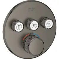 GROHE Grohtherm Smartcontrol Partie de finition robinet douche encastrable thermostatique avec inverseur 3 voies rond Brushed Hard graphite brossé (anthracite) 29121al0