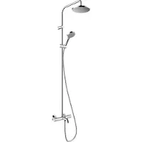 Hansgrohe Colonne de douche Vernis Blend 200, 1 jet, technologie EcoSmart, avec thermostat de baignoire, finition chromée