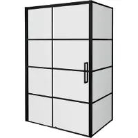 Balmani Senses Design douche en coin avec porte coulissante à gauche et paroi latérale fixe, 140 x 80 cm, Lined, Profil Noir mat, coating inclus