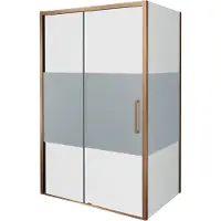 Balmani Senses Design douche en coin avec porte coulissante à gauche et paroi latérale fixe, 140 x 100 cm, Verre transparent avec bande matte, Profil