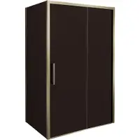 Balmani Senses Design douche en coin avec porte coulissante à droite et paroi latérale fixe, 120 x 90 cm, Bronze, Profil Brushed Champagne Gold,