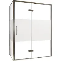 Balmani Senses Design douche en coin avec porte pivotante à droite et paroi latérale fixe, 140 x 80 cm, Verre transparent avec bande matte, Profil