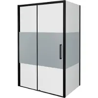 Balmani Senses Design douche en coin avec porte coulissante à gauche et paroi latérale fixe, 120 x 100 cm, Verre transparent avec bande matte, Profil