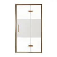 Balmani Senses Design porte pivotante à droite 120 cm x 210 cm verre transparent avec bande matte, Profil Brushed Rosegold, coating inclus