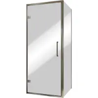 Balmani Senses Design douche en coin avec porte pivotante à gauche et paroi latérale fixe, 90 x 80 cm, Miroir Reflex, Profil Brushed GunMetal, coating
