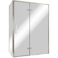 Balmani Senses Design douche en coin avec porte pivotante à droite et paroi latérale fixe, 140 x 80 cm, Miroir Reflex, Profil Brushed CoolMetal
