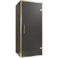 Balmani Senses Design douche en coin avec porte pivotante à droite et paroi latérale fixe, 90 x 100 cm, Verre fumé, Profil Brushed Champagne Gold,