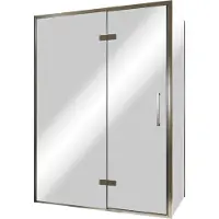 Balmani Senses Design douche en coin avec porte pivotante à gauche et paroi latérale fixe, 140 x 80 cm, Miroir Reflex, Profil Brushed GunMetal