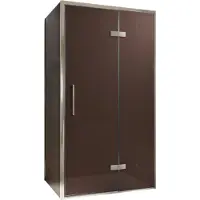 Balmani Senses Design douche en coin avec porte pivotante à droite et paroi latérale fixe, 100 x 80 cm, Bronze, Profil chrome, coating inclus
