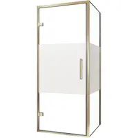 Balmani Senses Design douche en coin avec porte pivotante à gauche et paroi latérale fixe, 90 x 90 cm, Verre transparent avec bande matte, Profil