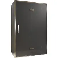 Balmani Senses Design douche en coin avec porte pivotante à droite et paroi latérale fixe, 120 x 80 cm, Verre fumé, Profil Brushed GunMetal, coating