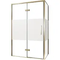 Balmani Senses Design douche en coin avec porte pivotante à gauche et paroi latérale fixe, 120 x 100 cm, Verre transparent avec bande matte, Profil