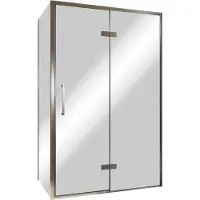 Balmani Senses Design douche en coin avec porte pivotante à droite et paroi latérale fixe, 120 x 90 cm, Miroir Reflex, Profil Brushed GunMetal,