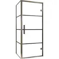 Balmani Senses Design douche en coin avec porte pivotante à droite et paroi latérale fixe, 90 x 90 cm, Lined, Profil Brushed GunMetal, coating inclus