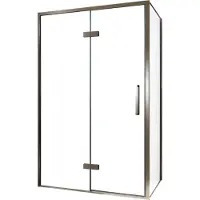 Balmani Senses Design douche en coin avec porte pivotante à gauche et paroi latérale fixe, 120 x 90 cm, Verre transparent, Profil Brushed GunMetal,