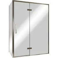 Balmani Senses Design douche en coin avec porte pivotante à droite et paroi latérale fixe, 140 x 80 cm, Miroir Reflex, Profil Brushed GunMetal,