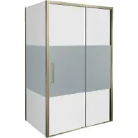 Balmani Senses Design douche en coin avec porte coulissante à droite et paroi latérale fixe, 140 x 100 cm, Verre transparent avec bande matte, Profil