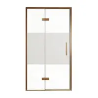Balmani Senses Design porte pivotante à gauche 120 cm x 210 cm verre transparent avec bande matte, Profil Brushed Rosegold, coating inclus