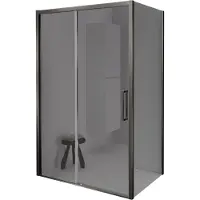 Balmani Senses Design douche en coin avec porte coulissante à gauche et paroi latérale fixe, 140 x 100 cm, Miroir Reflex, Profil Brushed GunMetal