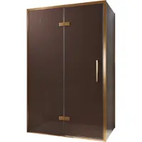 Balmani Senses Design douche en coin avec porte pivotante à gauche et paroi latérale fixe, 120 x 90 cm, Bronze, Profil Brushed Rosegold, coating