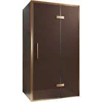 Balmani Senses Design douche en coin avec porte pivotante à droite et paroi latérale fixe, 100 x 80 cm, Bronze, Profil Brushed Rosegold, coating