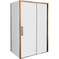 Balmani Senses Design douche en coin avec porte coulissante à droite et paroi latérale fixe, 140 x 70 cm, Verre transparent, Profil Brushed Rosegold