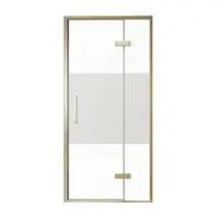 Balmani Senses Design porte pivotante à droite 100 cm x 210 cm verre transparent avec bande matte, Profil Brushed Champagne Gold