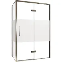 Balmani Senses Design douche en coin avec porte pivotante à droite et paroi latérale fixe, 120 x 90 cm, Verre transparent avec bande matte, Profil