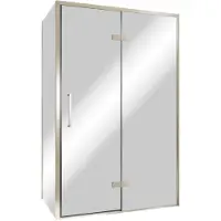 Balmani Senses Design douche en coin avec porte pivotante à droite et paroi latérale fixe, 120 x 100 cm, Miroir Reflex, Profil Brushed CoolMetal,