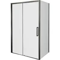 Balmani Senses Design douche en coin avec porte coulissante à gauche et paroi latérale fixe, 180 x 100 cm, Verre transparent, Profil Brushed GunMetal