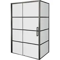 Balmani Senses Design douche en coin avec porte coulissante à gauche et paroi latérale fixe, 140 x 90 cm, Lined, Profil Brushed GunMetal, coating