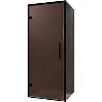 Balmani Senses Design douche en coin avec porte pivotante à gauche et paroi latérale fixe, 90 x 100 cm, Bronze, Profil noir, coating inclus