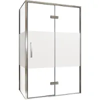 Balmani Senses Design douche en coin avec porte pivotante à droite et paroi latérale fixe, 120 x 100 cm, Verre transparent avec bande matte, Profil