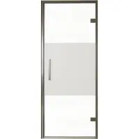 Balmani Senses Design porte pivotante à droite 90 cm x 210 cm verre transparent avec bande matte, Profil Brushed GunMetal, coating inclus