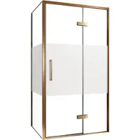 Balmani Senses Design douche en coin avec porte pivotante à droite et paroi latérale fixe, 100 x 80 cm, Verre transparent avec bande matte, Profil