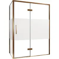 Balmani Senses Design douche en coin avec porte pivotante à droite et paroi latérale fixe, 140 x 100 cm, Verre transparent avec bande matte, Profil