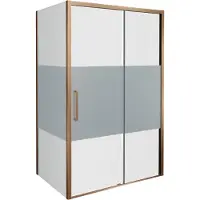 Balmani Senses Design douche en coin avec porte coulissante à droite et paroi latérale fixe, 140 x 100 cm, Verre transparent avec bande matte, Profil