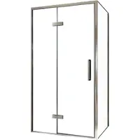 Balmani Senses Design douche en coin avec porte pivotante à gauche et paroi latérale fixe, 100 x 70 cm, Verre transparent, Profil chrome