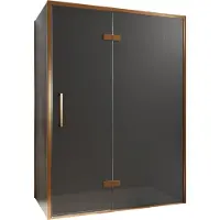 Balmani Senses Design douche en coin avec porte pivotante à droite et paroi latérale fixe, 140 x 80 cm, Verre fumé, Profil Brushed Rosegold, coating