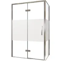 Balmani Senses Design douche en coin avec porte pivotante à gauche et paroi latérale fixe, 120 x 80 cm, Verre transparent avec bande matte, Profil