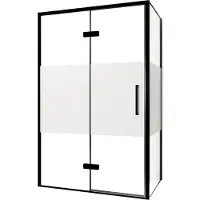 Balmani Senses Design douche en coin avec porte pivotante à gauche et paroi latérale fixe, 120 x 100 cm, Verre transparent avec bande matte, Profil