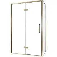 Balmani Senses Design douche en coin avec porte pivotante à gauche et paroi latérale fixe, 120 x 80 cm, Verre transparent, Profil Brushed Champagne
