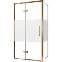 Balmani Senses Design douche en coin avec porte pivotante à gauche et paroi latérale fixe, 100 x 90 cm, Verre transparent avec bande matte, Profil