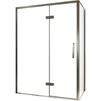 Balmani Senses Design douche en coin avec porte pivotante à gauche et paroi latérale fixe, 140 x 90 cm, Verre transparent, Profil Brushed GunMetal