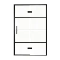 Balmani Senses Design porte pivotante à droite 140 cm x 210 cm verre Lined, Profil noir, coating inclus