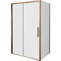 Balmani Senses Design douche en coin avec porte coulissante à gauche et paroi latérale fixe, 180 x 80 cm, Verre transparent, Profil Brushed Rosegold