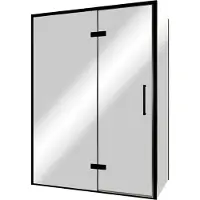 Balmani Senses Design douche en coin avec porte pivotante à gauche et paroi latérale fixe, 140 x 80 cm, Miroir Reflex, Profil noir, coating inclus