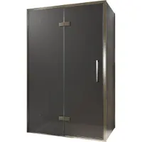 Balmani Senses Design douche en coin avec porte pivotante à gauche et paroi latérale fixe, 120 x 80 cm, Verre fumé, Profil Brushed GunMetal