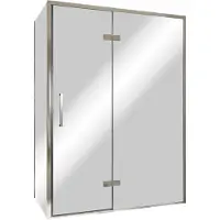 Balmani Senses Design douche en coin avec porte pivotante à droite et paroi latérale fixe, 140 x 80 cm, Miroir Reflex, Profil chrome, coating inclus