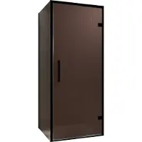 Balmani Senses Design douche en coin avec porte pivotante à droite et paroi latérale fixe, 90 x 80 cm, Bronze, Profil noir, coating inclus